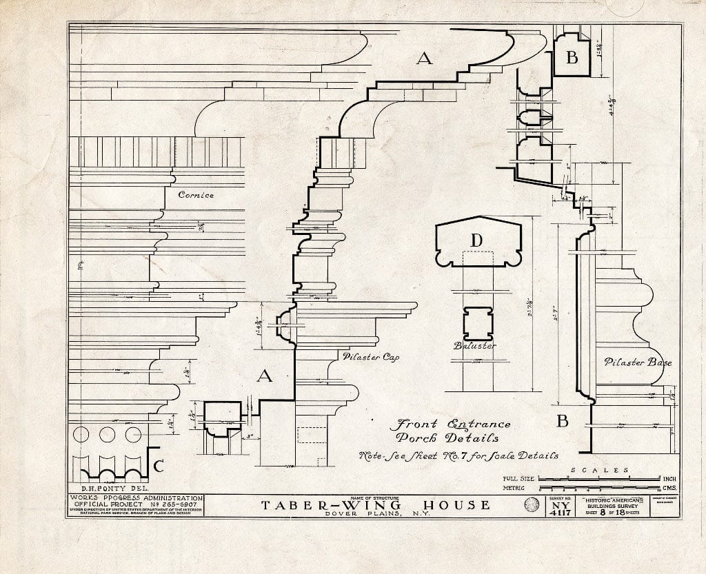 Blueprint HABS NY,14-DOVP,1- (Sheet 8 of 18) - Taber-Wing House, State Route 22, Dover Plains, Dutchess County, NY