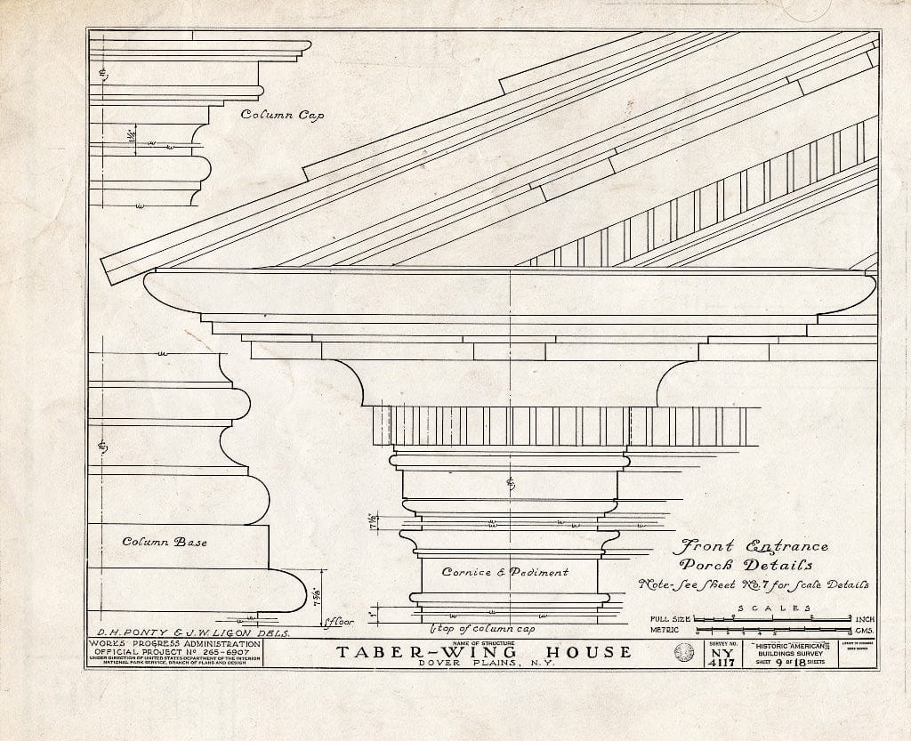 Blueprint HABS NY,14-DOVP,1- (Sheet 9 of 18) - Taber-Wing House, State Route 22, Dover Plains, Dutchess County, NY