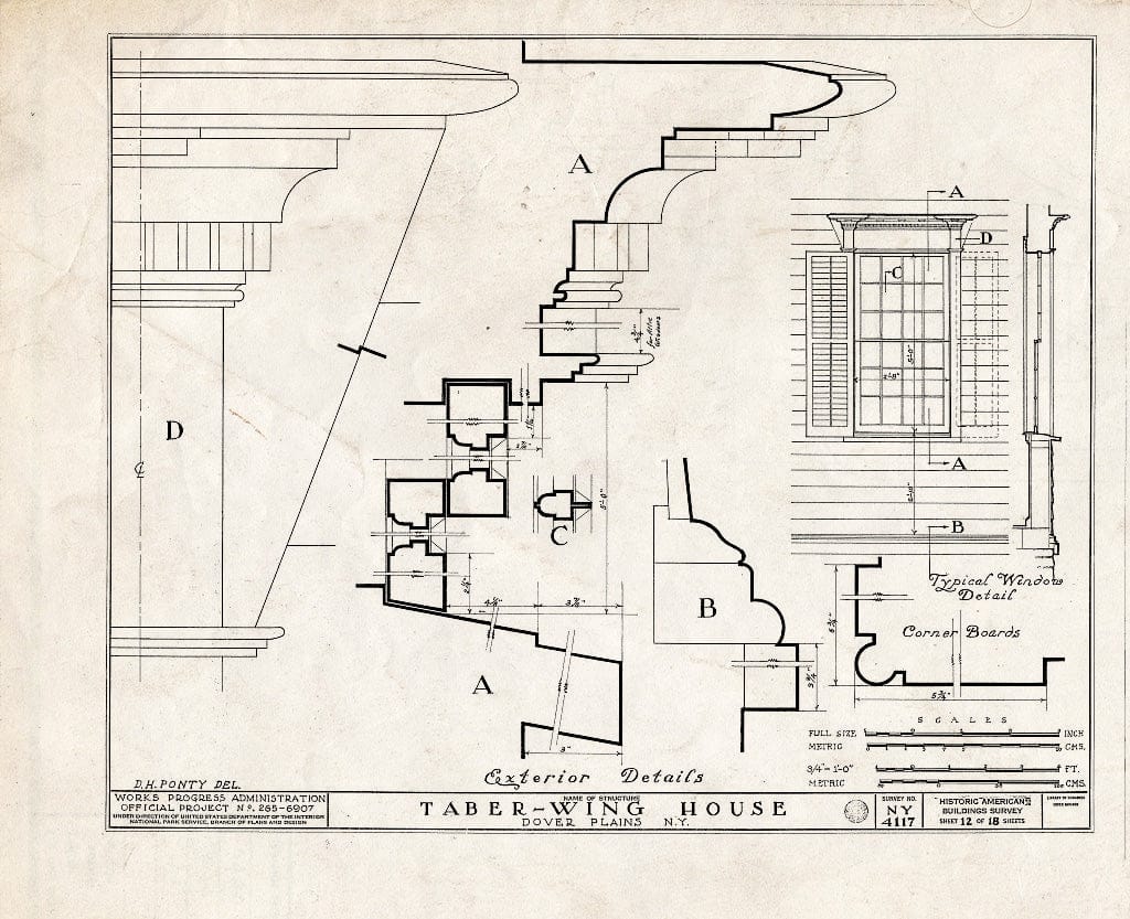 Blueprint HABS NY,14-DOVP,1- (Sheet 12 of 18) - Taber-Wing House, State Route 22, Dover Plains, Dutchess County, NY