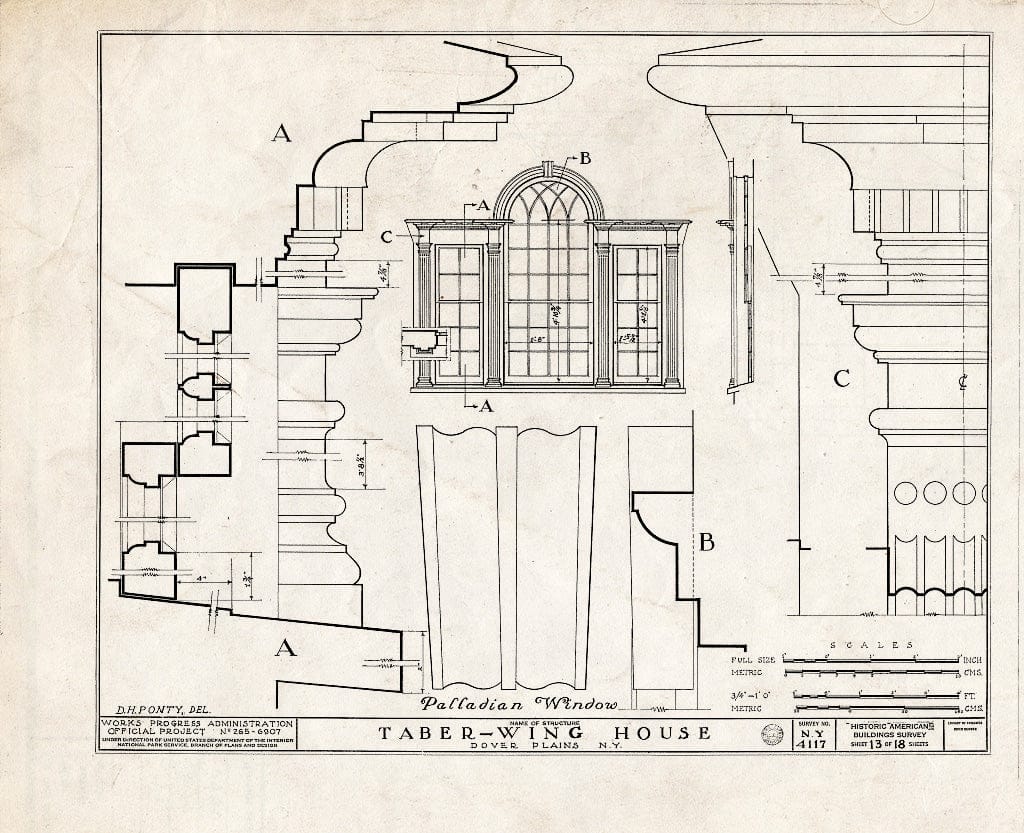 Blueprint HABS NY,14-DOVP,1- (Sheet 13 of 18) - Taber-Wing House, State Route 22, Dover Plains, Dutchess County, NY