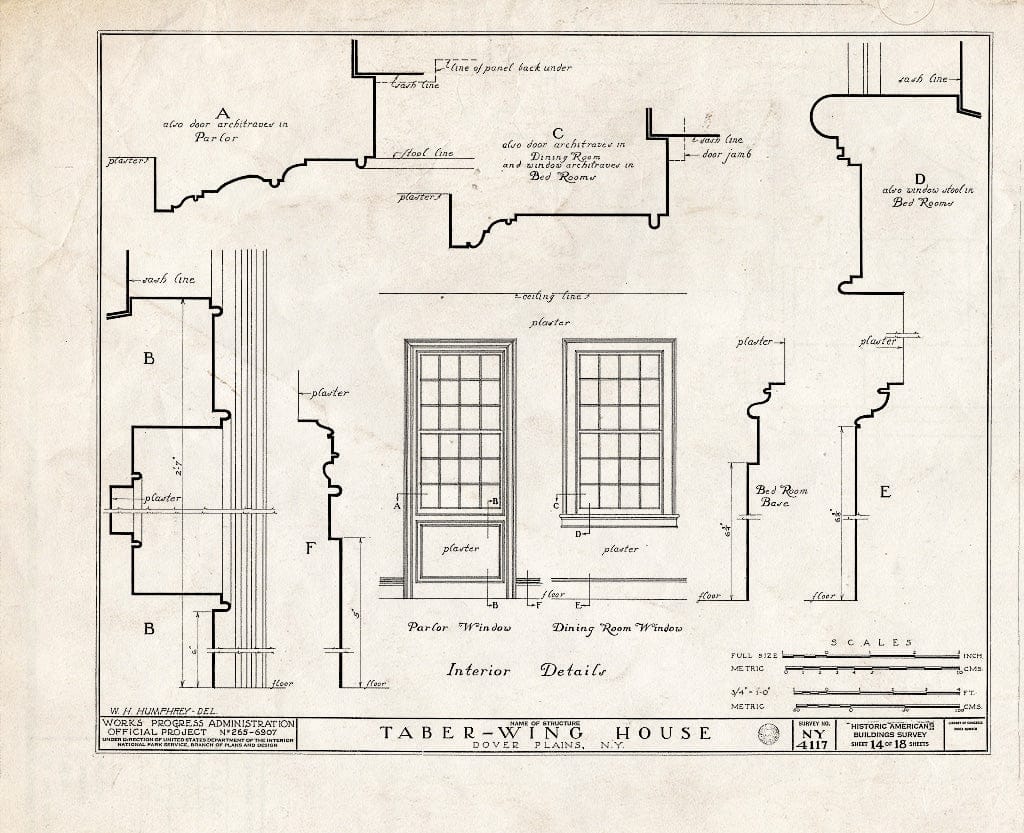 Blueprint HABS NY,14-DOVP,1- (Sheet 14 of 18) - Taber-Wing House, State Route 22, Dover Plains, Dutchess County, NY
