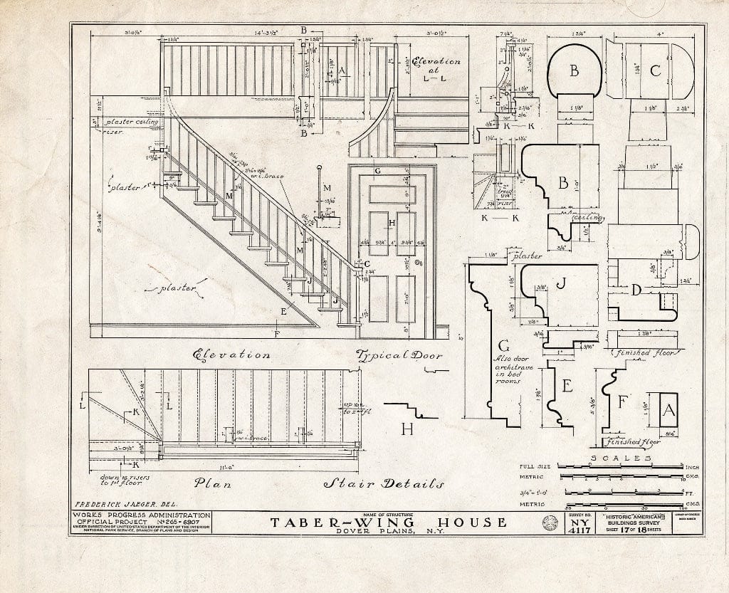 Blueprint HABS NY,14-DOVP,1- (Sheet 17 of 18) - Taber-Wing House, State Route 22, Dover Plains, Dutchess County, NY