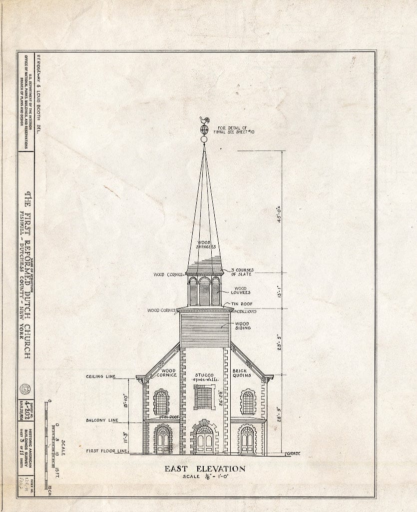 Blueprint HABS NY,14-Fish,2- (Sheet 3 of 11) - First Dutch Reformed Church, Main Street, Fishkill, Dutchess County, NY