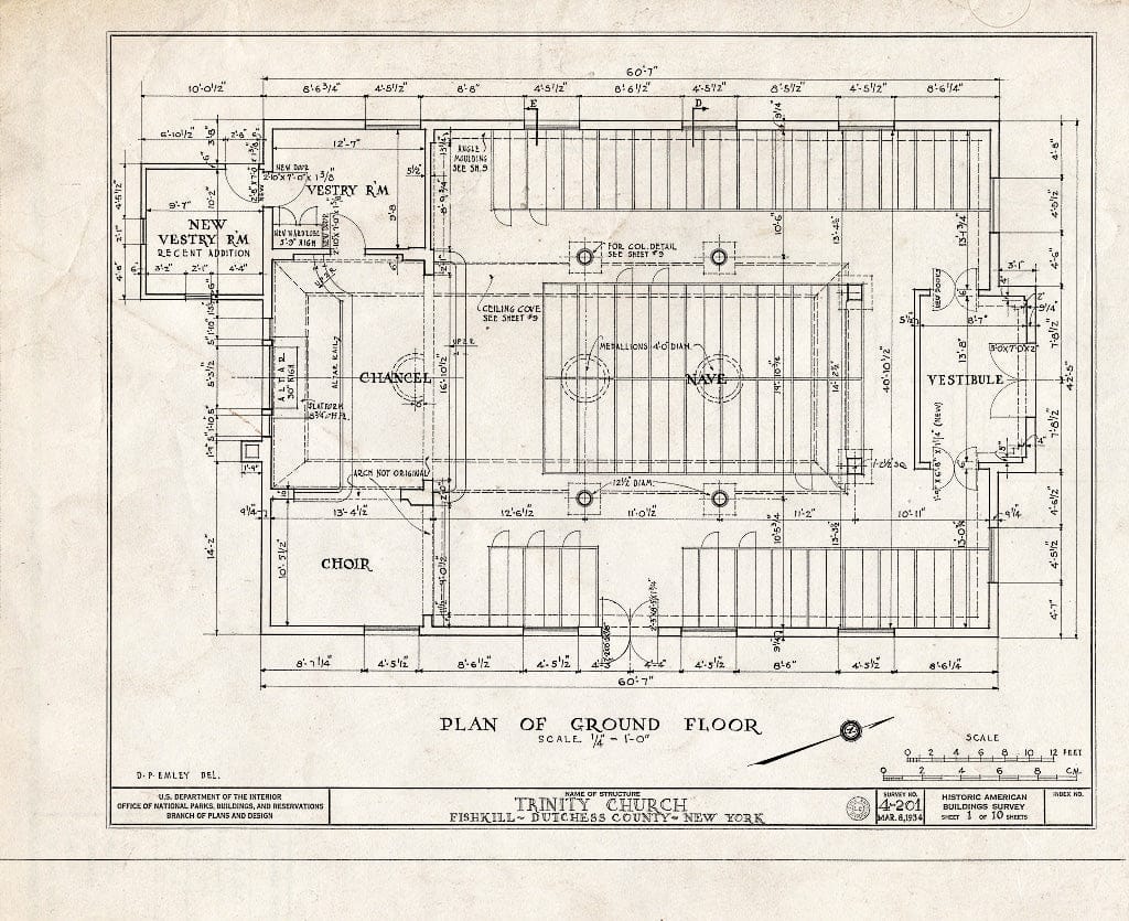 Blueprint HABS NY,14-Fish,1- (Sheet 1 of 10) - Trinity Church, East Main Street, Fishkill, Dutchess County, NY