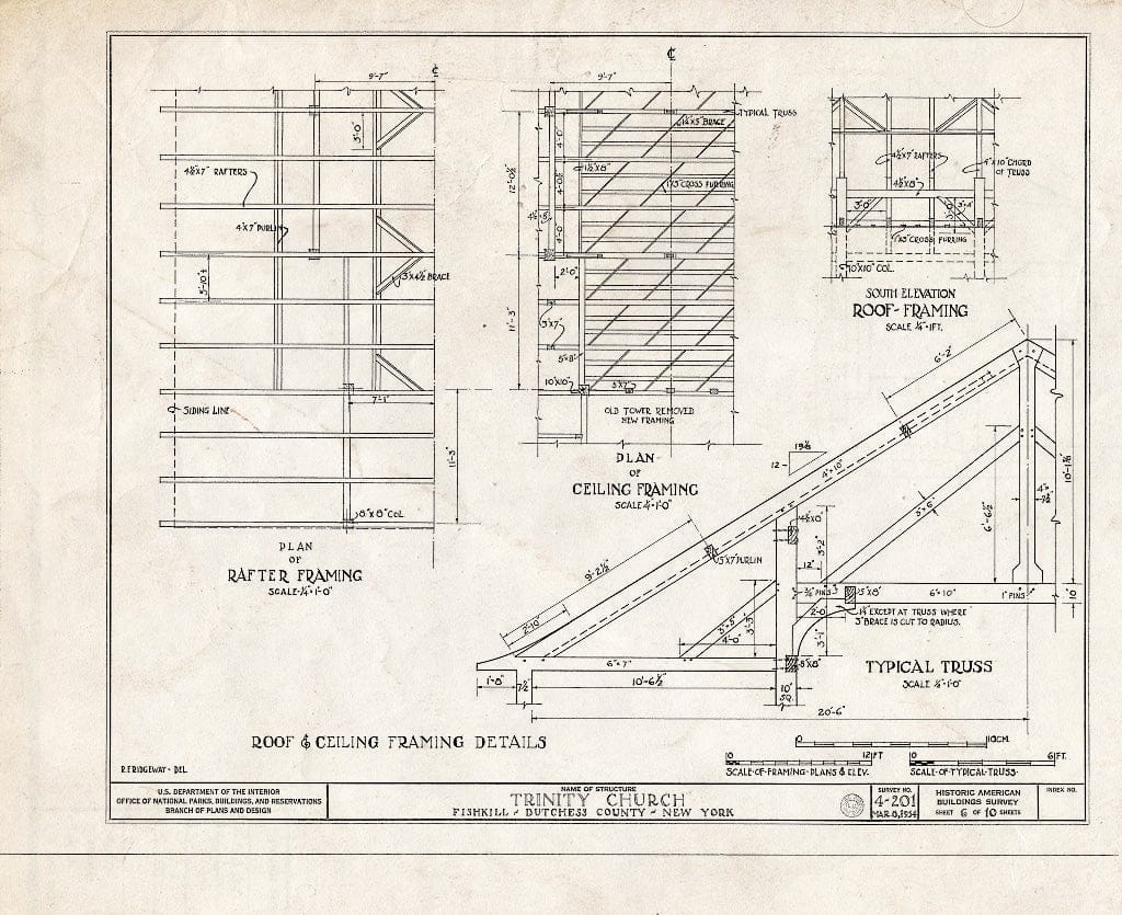 Blueprint HABS NY,14-Fish,1- (Sheet 6 of 10) - Trinity Church, East Main Street, Fishkill, Dutchess County, NY