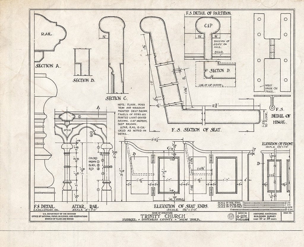 Blueprint HABS NY,14-Fish,1- (Sheet 10 of 10) - Trinity Church, East Main Street, Fishkill, Dutchess County, NY
