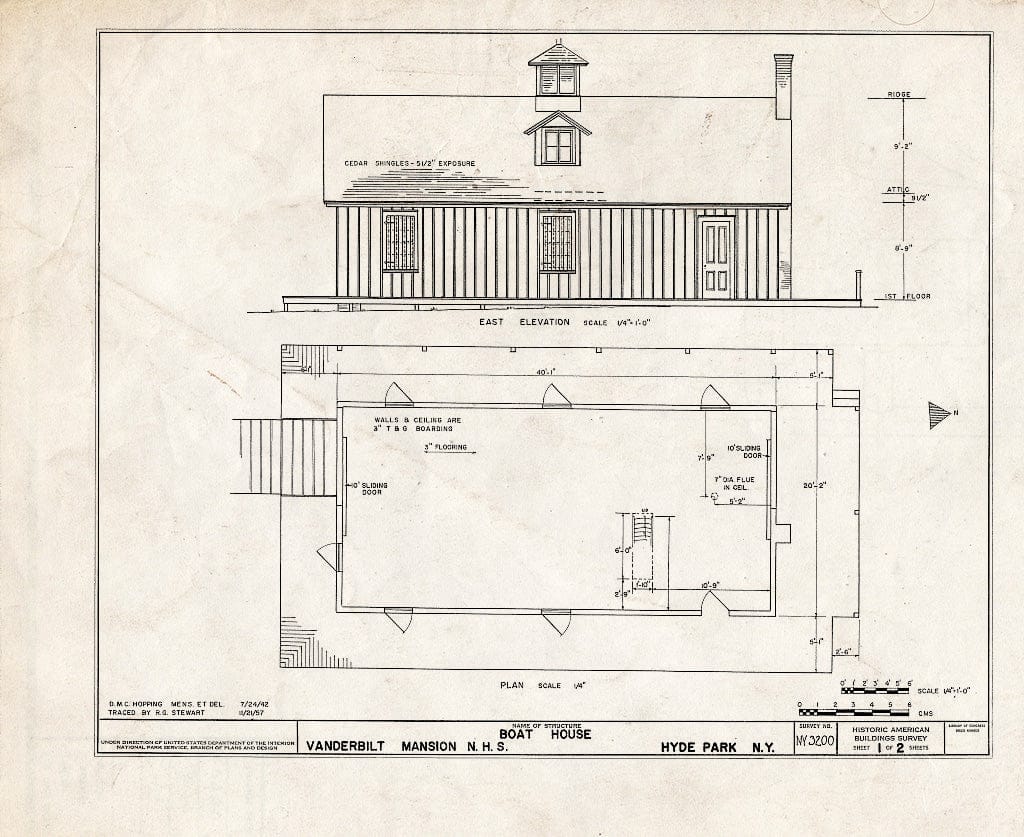 Blueprint HABS NY,14-HYP,1- (Sheet 1 of 2) - Vanderbilt Boathouse, Hyde Park, Dutchess County, NY