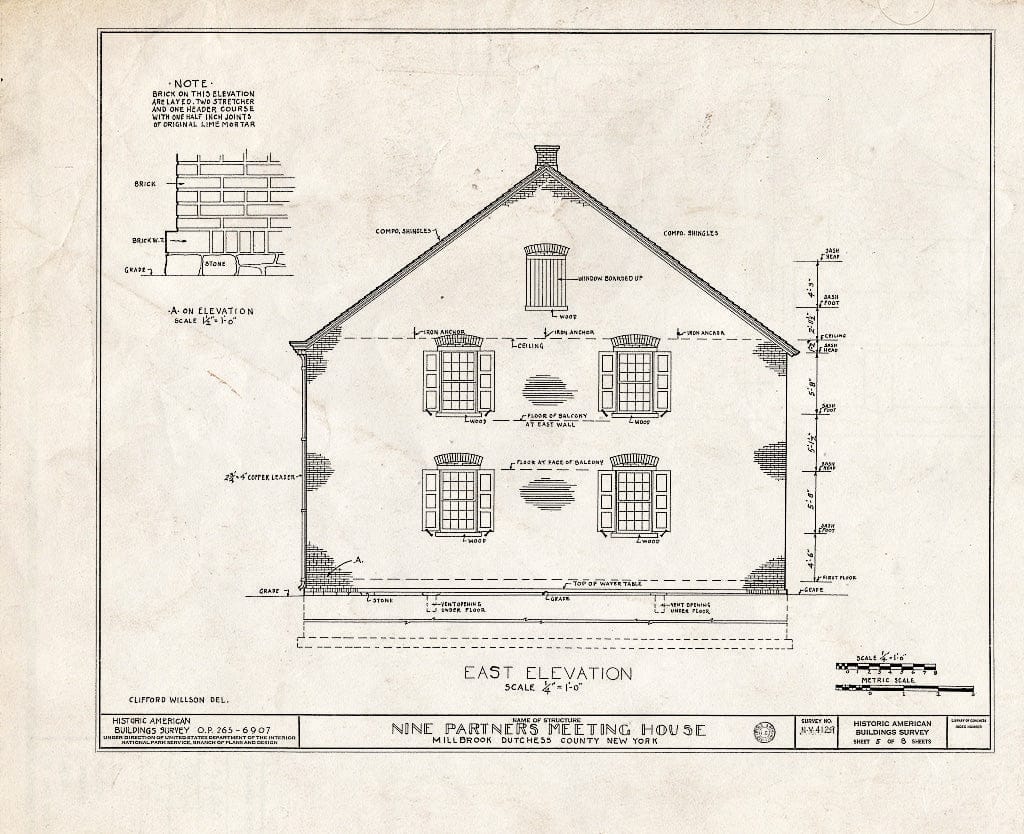 Blueprint HABS NY,14-MiLB,1- (Sheet 5 of 8) - Nine Partners Meetinghouse, State Route 82 Vicinity, Millbrook, Dutchess County, NY
