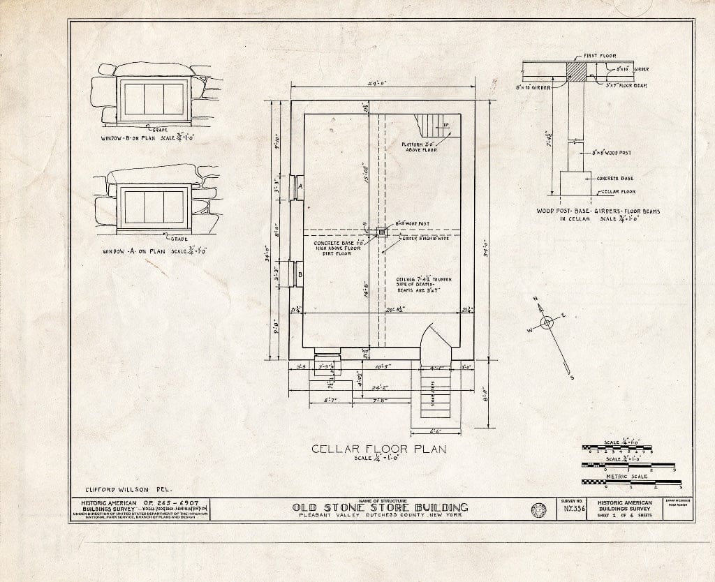 Blueprint HABS NY,14-PLEAV,1- (Sheet 1 of 6) - Old Stone Store Building, State Route 44, Pleasant Valley, Dutchess County, NY