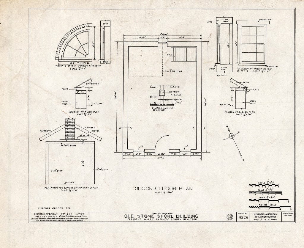 Blueprint HABS NY,14-PLEAV,1- (Sheet 3 of 6) - Old Stone Store Building, State Route 44, Pleasant Valley, Dutchess County, NY