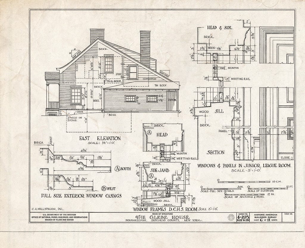 Blueprint HABS NY,14-POKEP,1- (Sheet 6 of 11) - Glebe House, 635 Main Street, Poughkeepsie, Dutchess County, NY