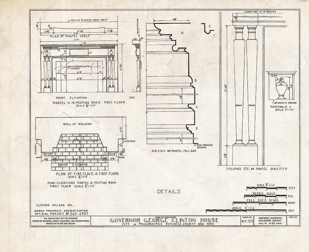 Blueprint HABS NY,14-POKEP,2- (Sheet 13 of 20) - Van Kleeck-Hay House, 549 Main Street, Poughkeepsie, Dutchess County, NY