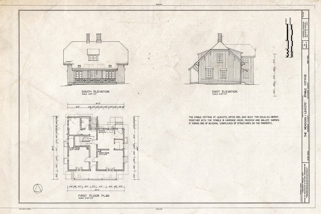 Blueprint HABS NY,14-RHINB.V,5B- (Sheet 1 of 1) - The Meadows, Stable Cottage, River Road, Rhinebeck, Dutchess County, NY