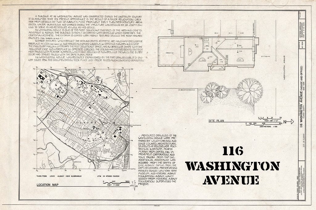 Blueprint HABS NY,1-ALB,23- (Sheet 1 of 16) - 116 Washington Avenue (House & Office), Albany, Albany County, NY