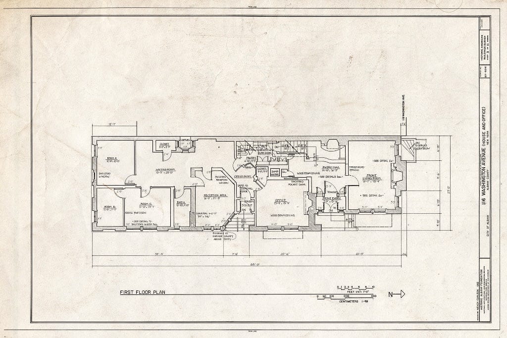 Blueprint HABS NY,1-ALB,23- (Sheet 3 of 16) - 116 Washington Avenue (House & Office), Albany, Albany County, NY