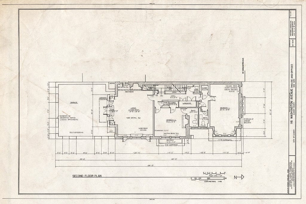 Blueprint HABS NY,1-ALB,23- (Sheet 4 of 16) - 116 Washington Avenue (House & Office), Albany, Albany County, NY