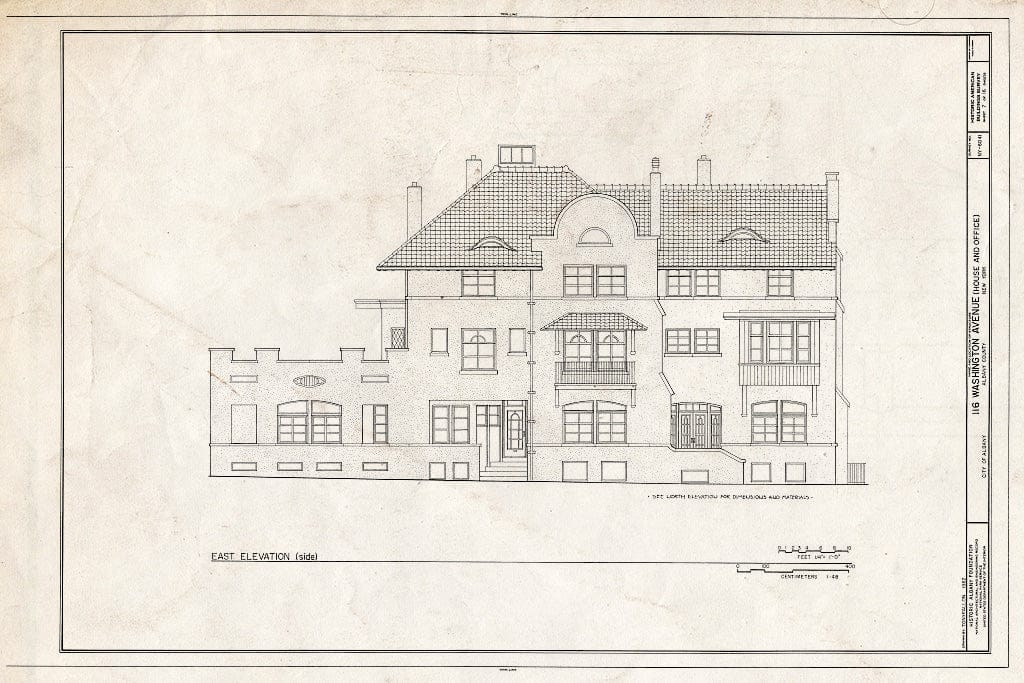 Blueprint HABS NY,1-ALB,23- (Sheet 7 of 16) - 116 Washington Avenue (House & Office), Albany, Albany County, NY