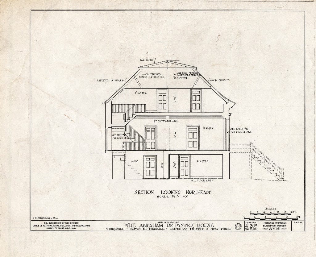 Blueprint HABS NY,14-TIOR,1- (Sheet 8 of 16) - Abraham De Peyster House, Town of Fishkill, Fishkill, Dutchess County, NY