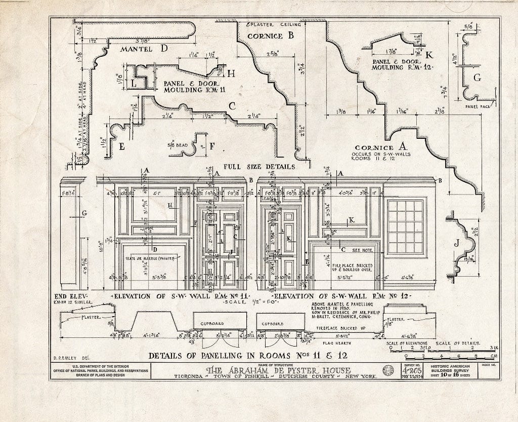 Blueprint HABS NY,14-TIOR,1- (Sheet 10 of 16) - Abraham De Peyster House, Town of Fishkill, Fishkill, Dutchess County, NY