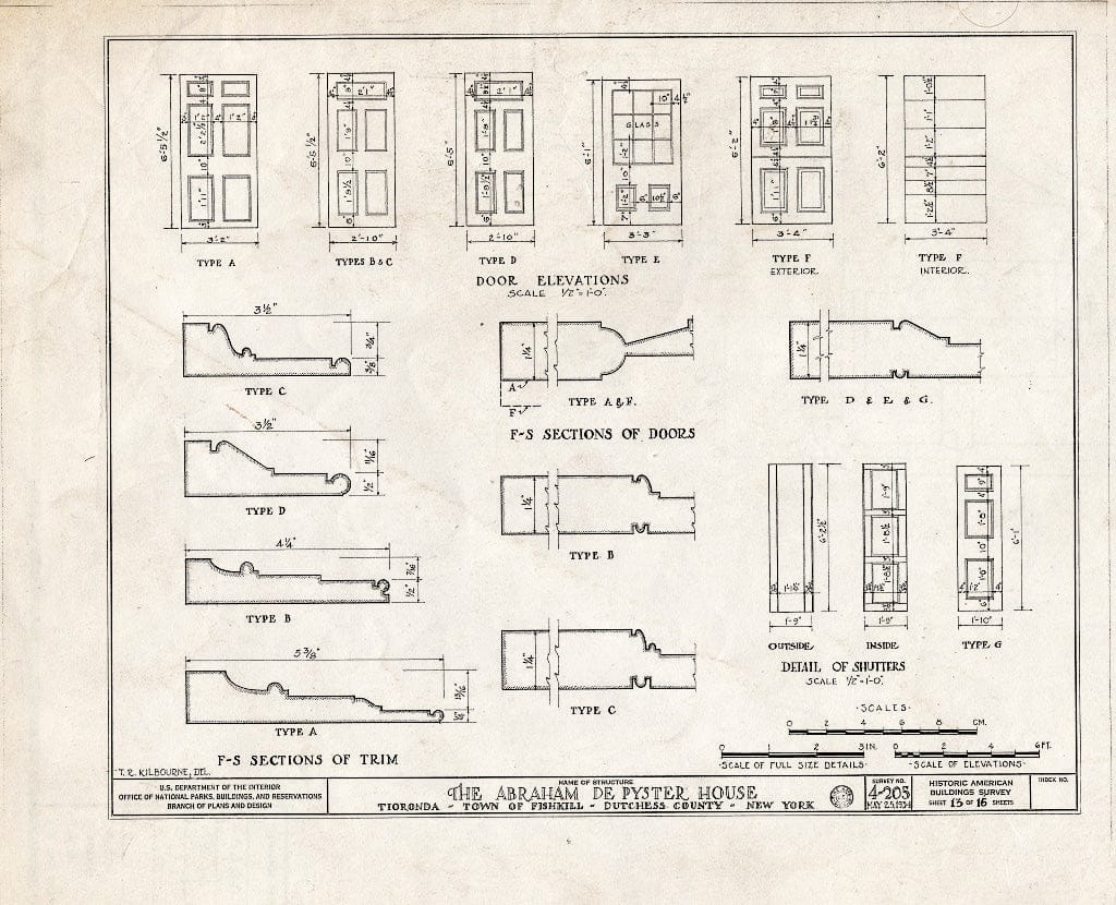 Blueprint HABS NY,14-TIOR,1- (Sheet 13 of 16) - Abraham De Peyster House, Town of Fishkill, Fishkill, Dutchess County, NY