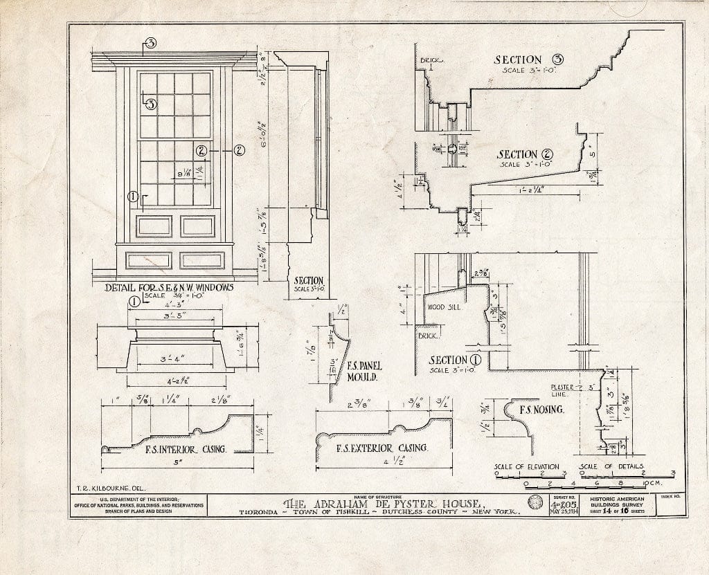 Blueprint HABS NY,14-TIOR,1- (Sheet 14 of 16) - Abraham De Peyster House, Town of Fishkill, Fishkill, Dutchess County, NY