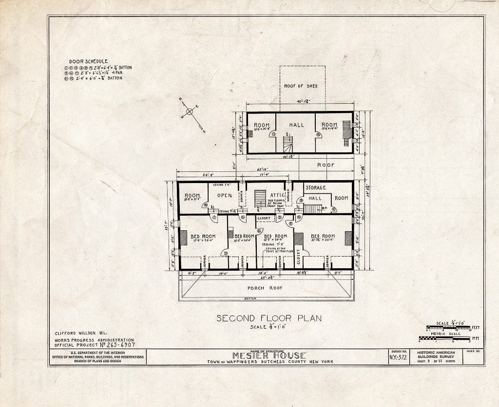Blueprint HABS NY,14-WAP,1- (Sheet 3 of 11) - Mesier House, Mesier Park, Mesier Avenue, Wappingers Falls, Dutchess County, NY