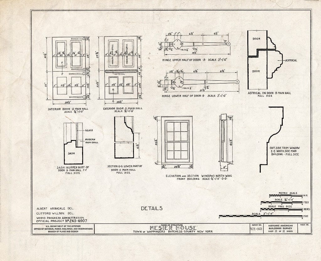 Blueprint HABS NY,14-WAP,1- (Sheet 11 of 11) - Mesier House, Mesier Park, Mesier Avenue, Wappingers Falls, Dutchess County, NY