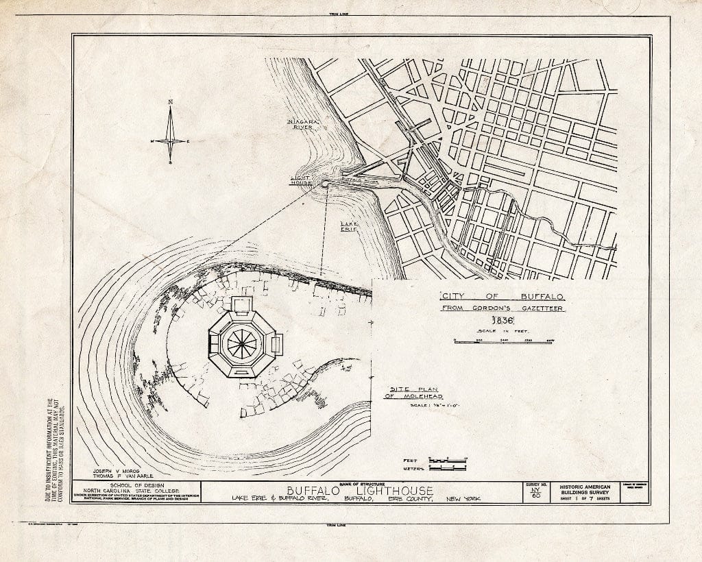 Blueprint HABS NY,15-BUF,17- (Sheet 1 of 7) - Buffalo Lighthouse, Buffalo Harbor, Buffalo River & Lake Erie, Buffalo, Erie County, NY