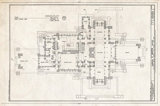 Blueprint HABS NY,15-BUF,5- (Sheet 14 of 27) - Darwin D. Martin House, 125 Jewett Parkway, Buffalo, Erie County, NY
