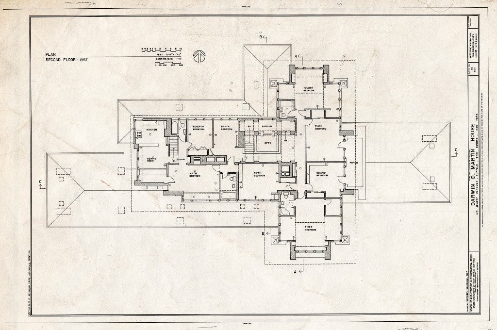 Blueprint HABS NY,15-BUF,5- (Sheet 15 of 27) - Darwin D. Martin House, 125 Jewett Parkway, Buffalo, Erie County, NY