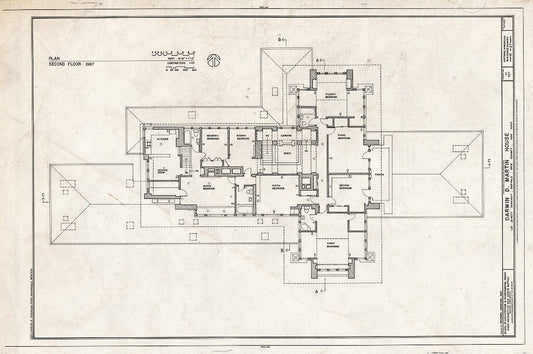 Blueprint HABS NY,15-BUF,5- (Sheet 15 of 27) - Darwin D. Martin House, 125 Jewett Parkway, Buffalo, Erie County, NY