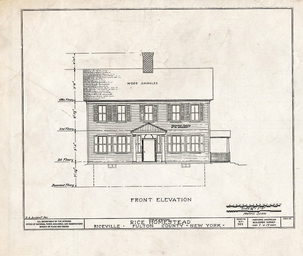 Blueprint HABS NY,18-MAYF,1- (Sheet 1 of 17) - Rice Homestead, Route 30, Mayfield, Fulton County, NY
