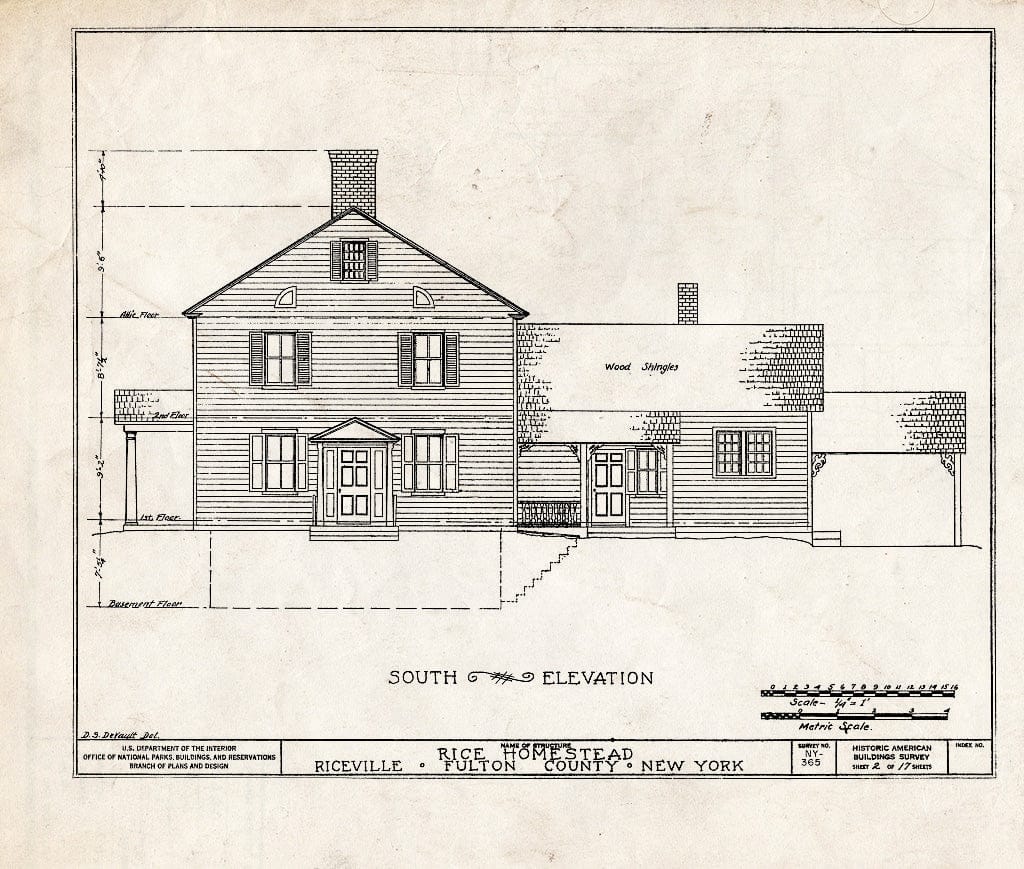 Blueprint HABS NY,18-MAYF,1- (Sheet 2 of 17) - Rice Homestead, Route 30, Mayfield, Fulton County, NY