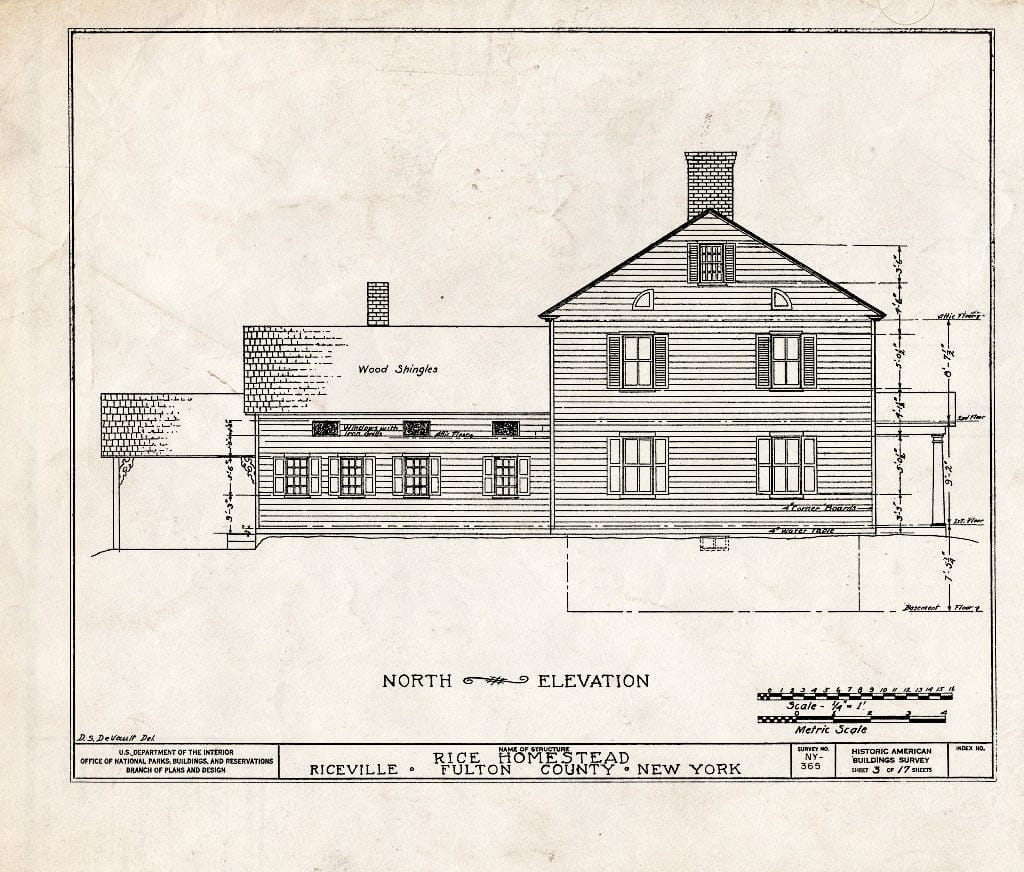 Blueprint HABS NY,18-MAYF,1- (Sheet 3 of 17) - Rice Homestead, Route 30, Mayfield, Fulton County, NY