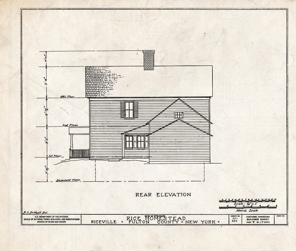 Blueprint HABS NY,18-MAYF,1- (Sheet 4 of 17) - Rice Homestead, Route 30, Mayfield, Fulton County, NY
