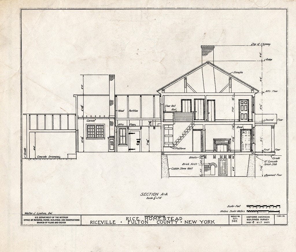Blueprint HABS NY,18-MAYF,1- (Sheet 8 of 17) - Rice Homestead, Route 30, Mayfield, Fulton County, NY