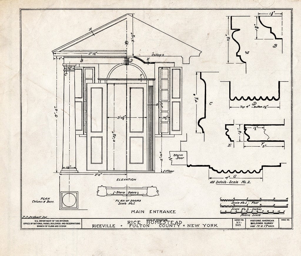 Blueprint HABS NY,18-MAYF,1- (Sheet 10 of 17) - Rice Homestead, Route 30, Mayfield, Fulton County, NY
