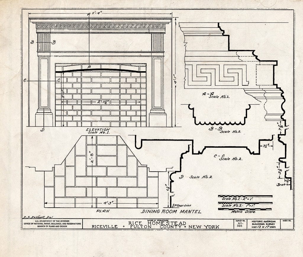 Blueprint HABS NY,18-MAYF,1- (Sheet 13 of 17) - Rice Homestead, Route 30, Mayfield, Fulton County, NY