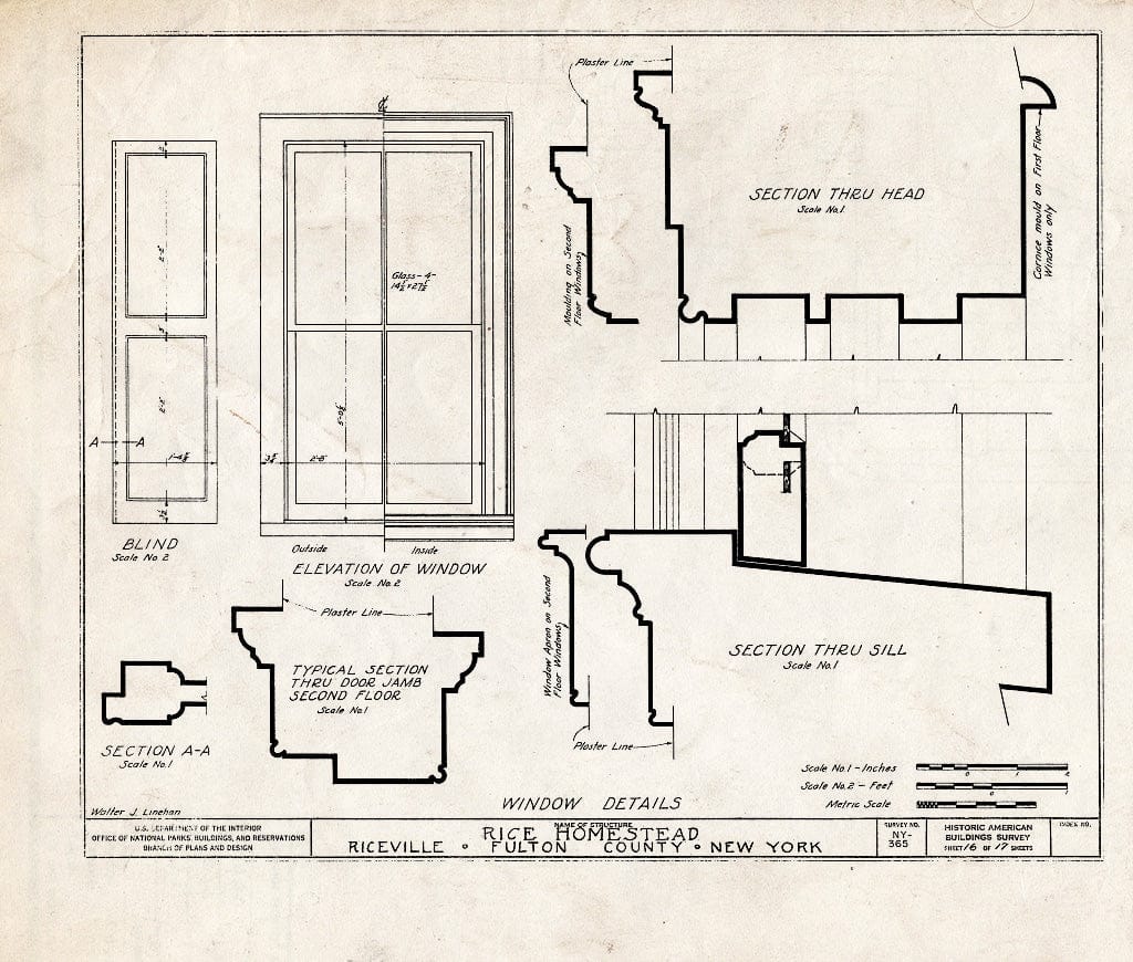Blueprint HABS NY,18-MAYF,1- (Sheet 16 of 17) - Rice Homestead, Route 30, Mayfield, Fulton County, NY