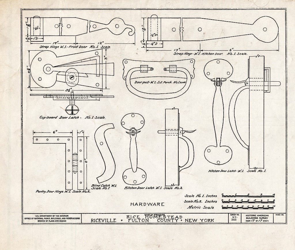 Blueprint HABS NY,18-MAYF,1- (Sheet 17 of 17) - Rice Homestead, Route 30, Mayfield, Fulton County, NY
