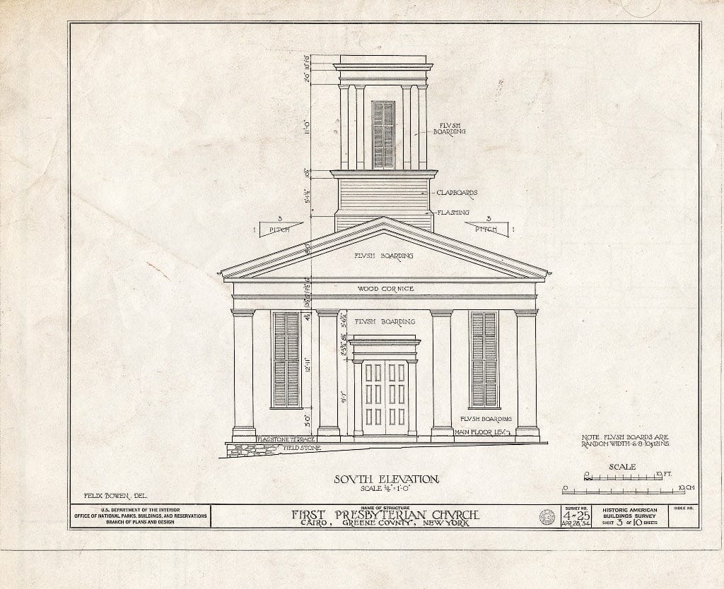Blueprint HABS NY,20-Caro,1- (Sheet 3 of 10) - First Presbyterian Church, Main Street, Cairo, Greene County, NY