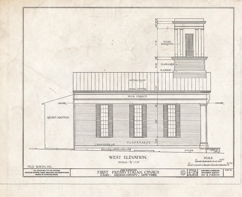 Blueprint HABS NY,20-Caro,1- (Sheet 4 of 10) - First Presbyterian Church, Main Street, Cairo, Greene County, NY