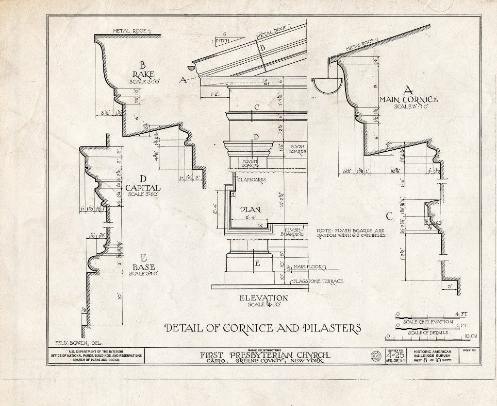 Blueprint HABS NY,20-Caro,1- (Sheet 8 of 10) - First Presbyterian Church, Main Street, Cairo, Greene County, NY