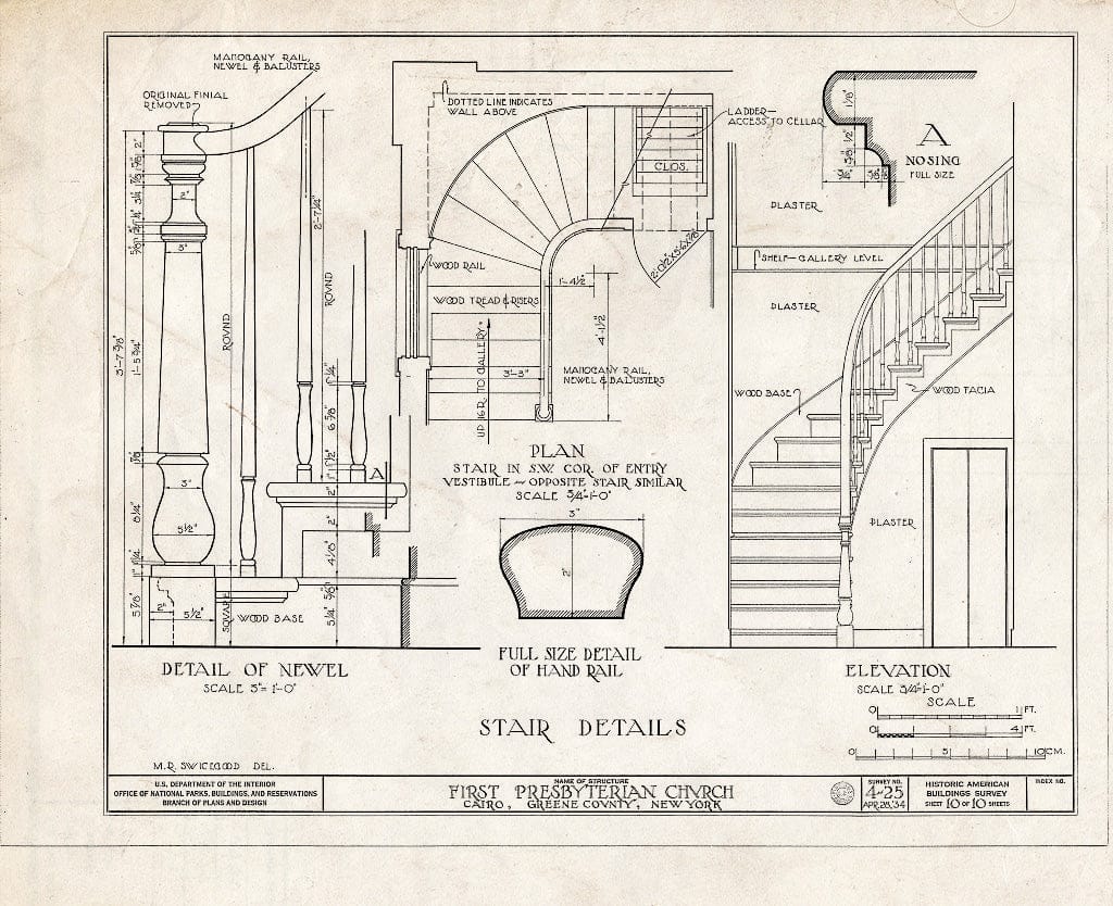 Blueprint HABS NY,20-Caro,1- (Sheet 10 of 10) - First Presbyterian Church, Main Street, Cairo, Greene County, NY