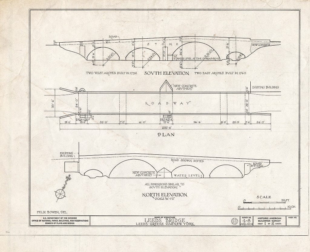 Blueprint HABS NY,20-LEED,1- (Sheet 1 of 2) - Leeds Bridge, State Highway 23, Leeds, Greene County, NY
