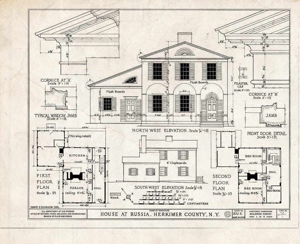 Blueprint HABS NY,22-RUS,1- (Sheet 1 of 3) - Butler House, State Road, Russia, Herkimer County, NY