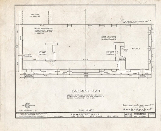 Blueprint HABS NY,24-Brok,4- (Sheet 1 of 18) - Erasmus Hall (Academy), Flatbush Avenue, Brooklyn, Kings County, NY