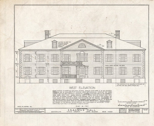 Blueprint HABS NY,24-Brok,4- (Sheet 5 of 18) - Erasmus Hall (Academy), Flatbush Avenue, Brooklyn, Kings County, NY