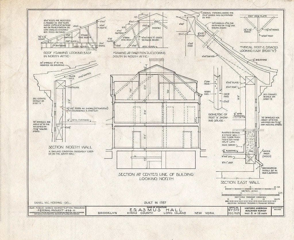 Blueprint HABS NY,24-Brok,4- (Sheet 8 of 18) - Erasmus Hall (Academy), Flatbush Avenue, Brooklyn, Kings County, NY