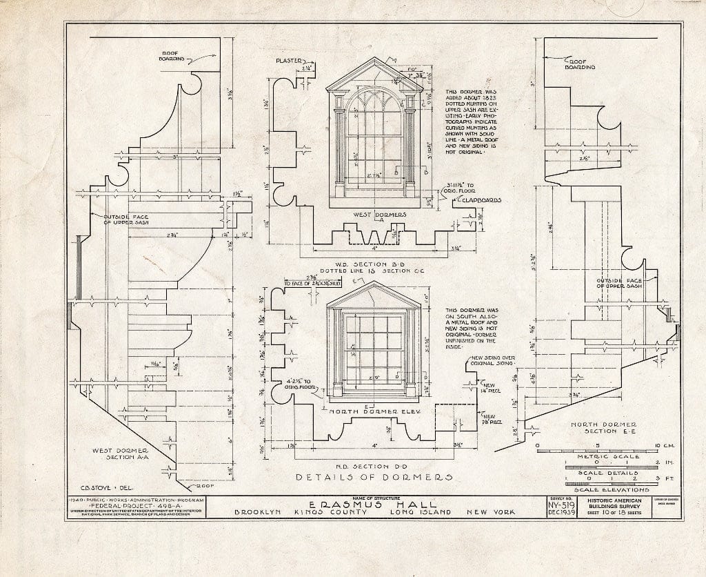 Blueprint HABS NY,24-Brok,4- (Sheet 10 of 18) - Erasmus Hall (Academy), Flatbush Avenue, Brooklyn, Kings County, NY